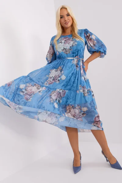 Letní vzdušné dámské midi šaty FPrice modré