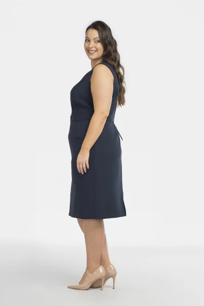 Elegantní plus size šaty Emma s páskem Karko