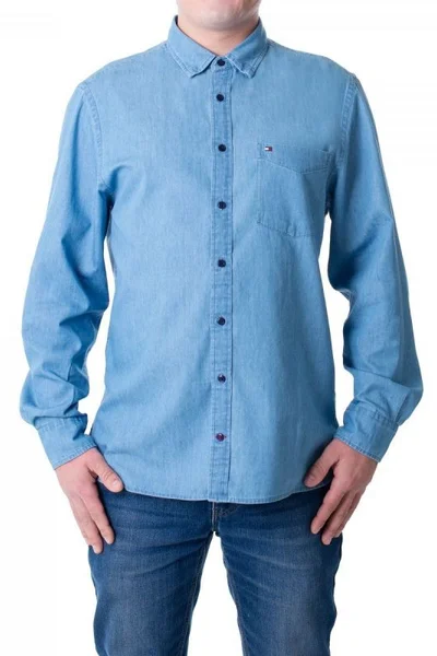 Denim moderní pánská propínací košile Tommy Hilfiger