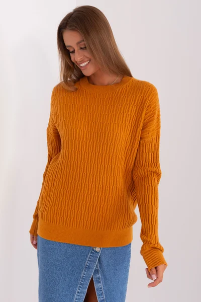 Oranžový dámský pulovr s kulatým výstřihem FPrice
