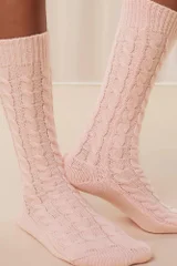 Hřejivý vzorované dámské vysoké ponožky Triumph světle růžové