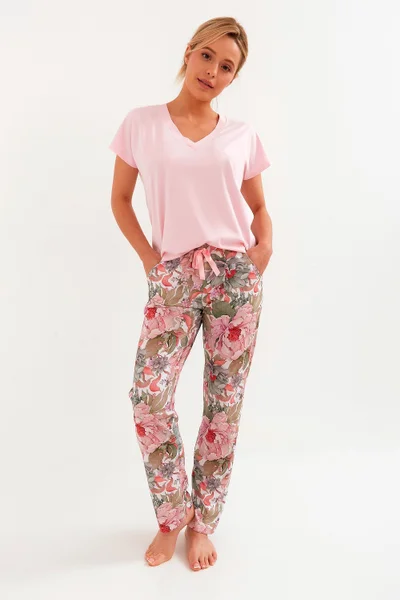 Růžové dámské dvoudílné pyžamo Cana