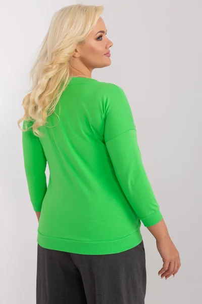 Neon zelené dámské V-neck tričko s 3/4 rukávem FPrice