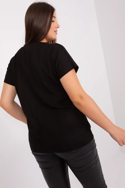 Pohodlné dámské tričko FPrice tyrkysovo-černé s potiskem