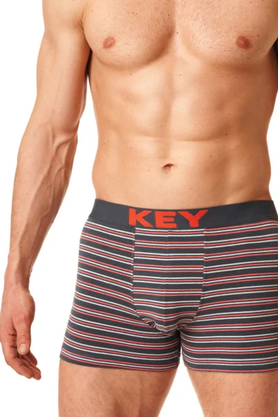 Pánské bavlněné pruhované boxerky se širokou gumou Key