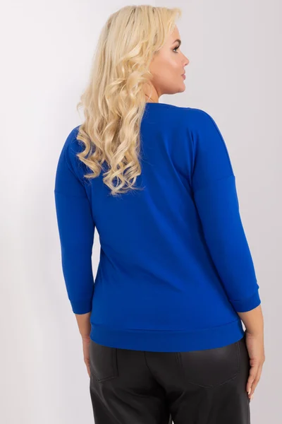 Královsky modré dámské V-neck tričko s dlouhým rukávem FPrice