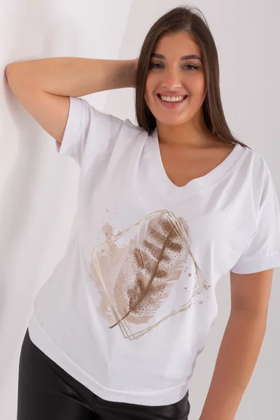 Komfortní dámské bílé tričko FPrice V-neck