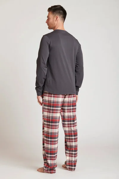 Khaki-kostkované pánské dlouhé pyžamo Jockey