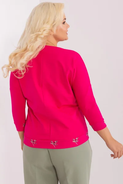 Výrazně růžové dámské tričko s 3/4 rukávem FPrice
