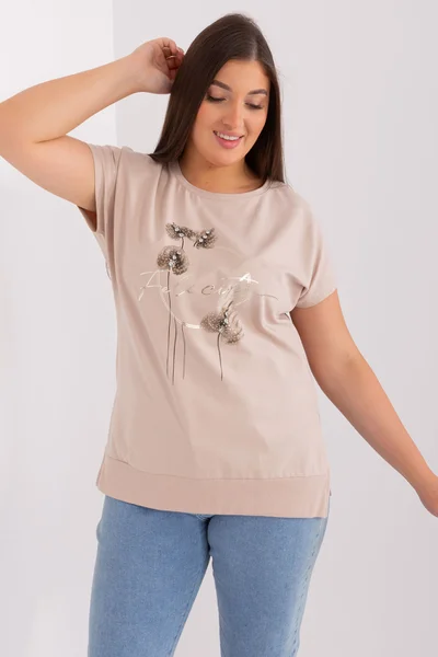 Béžové dámské tričko s krátkými rukávy FPrice