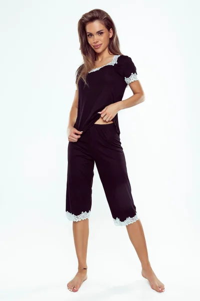 Lehké dámské pyžamo lemované krajkou Eldar plus size