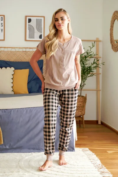 Komfortní dámské pyžamo se vzorovanými kalhotami DOCTOR NAP