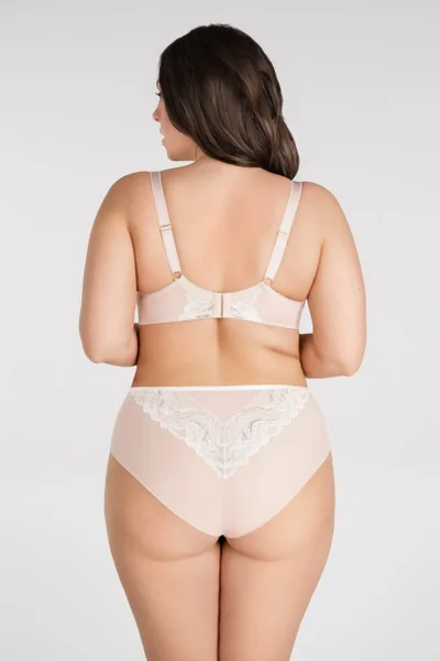 Krémové krajkové plus size kalhotky Gorsenia