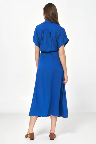 Pohodlné dámské košilové midi šaty Nife královská modř