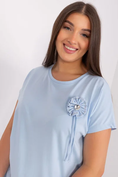 Baby blue dámské tričko s kulatým výstřihem FPrice