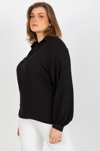 Černá dámská košile s výstřihem do V FPrice