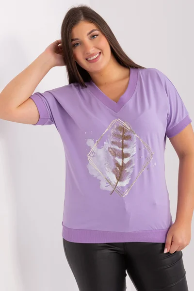 Lila dámské tričko V-neck FPrice univerzální velikost