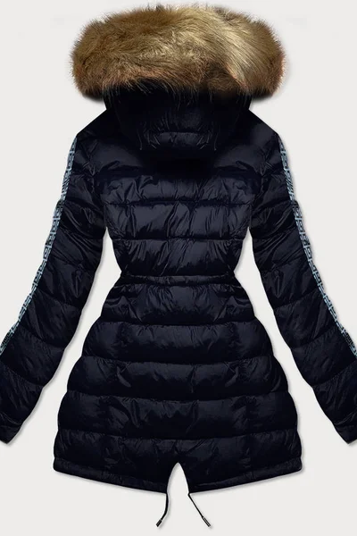 Oboustranná dámská prošívaná bunda s kapucí s kožíškem MHM