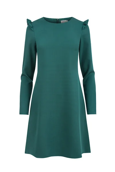 Zelené trapézové šaty s volánky Numoco 7785794