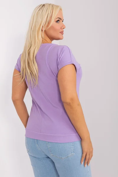 Lila dámské jednobarevné tričko s mašlí FPrice