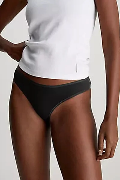 Černá dámská tanga z bavlny Calvin Klein 3ks