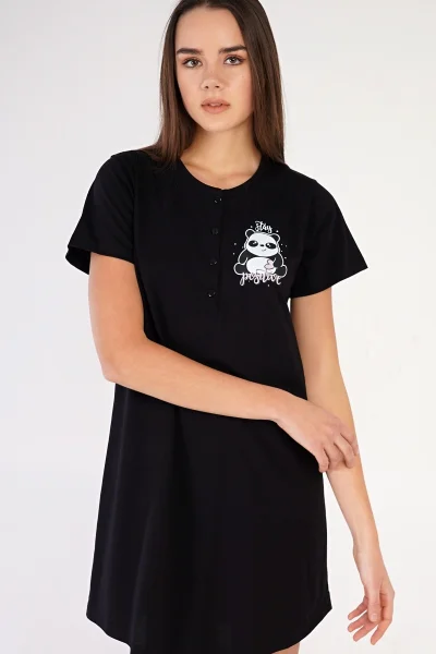 Černá dámská noční košilka s pandou Vienetta