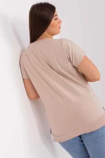 Světle béžové dámské tričko s krátkým rukávem FPrice