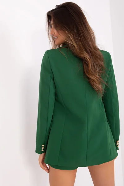 Elegantní zelený dámský komplet FPrice sako a šortky