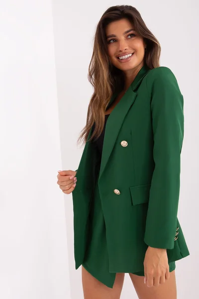 Elegantní zelený dámský komplet FPrice sako a šortky