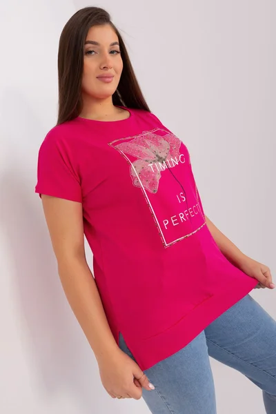 Tmavě růžové dámské tričko s krátkým rukávem FPrice