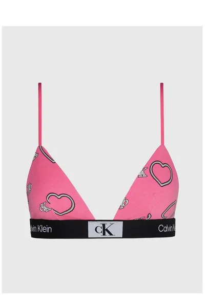 Růžová trojúhelníková dámská podprsenka se srdíčky Calvin Klein