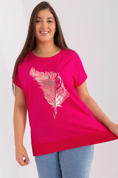 Tmavě růžové dámské delší tričko s rozparkem FPrice