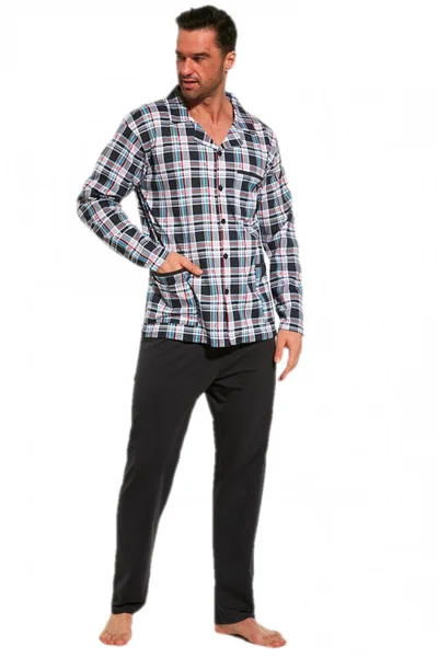 Bavlněné pánské pyžamo s propínací košilí Cornette plus size