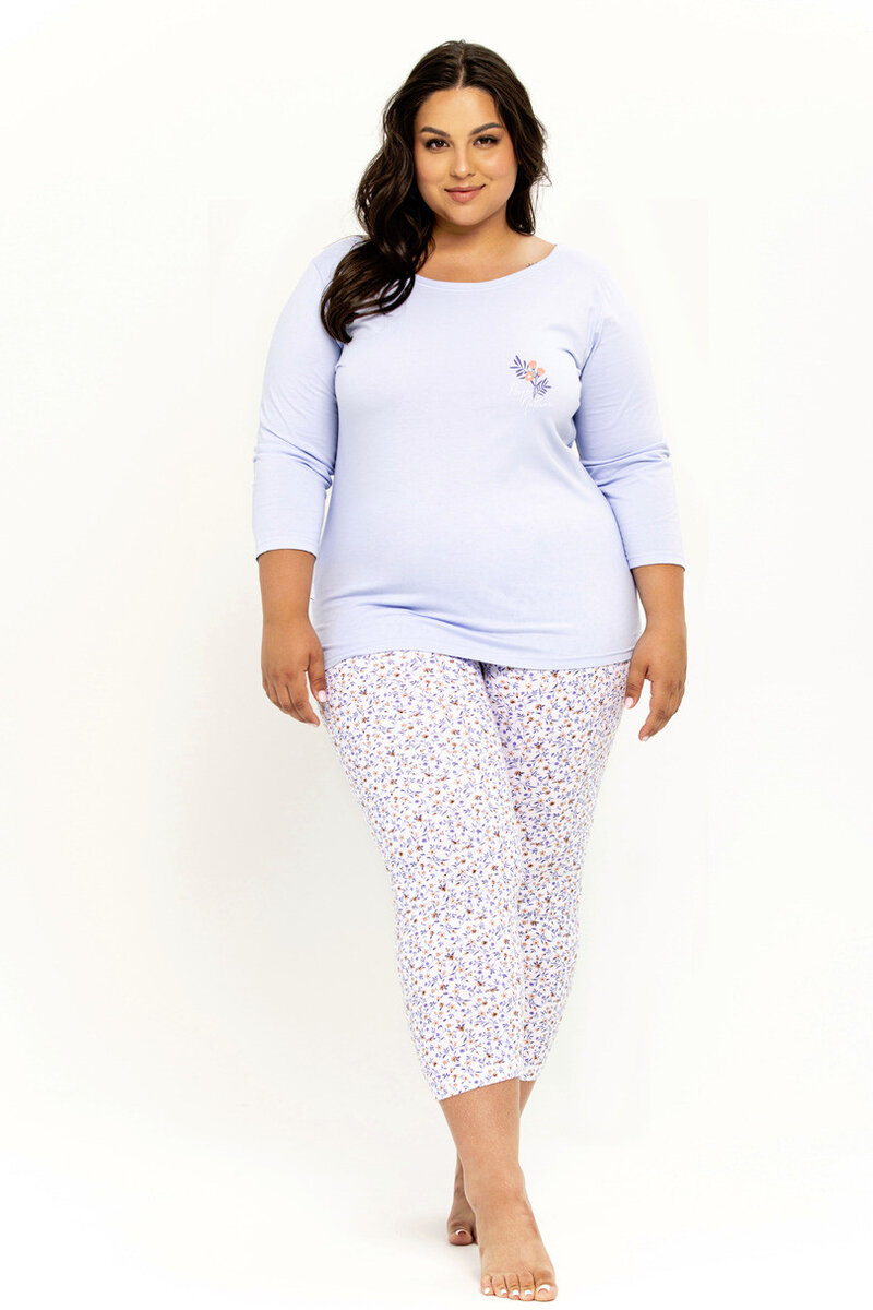 Plus size dámské pastelové pyžamo Taro, Meruňka 4XL i170_3257-4XL-01 A/W 24-25