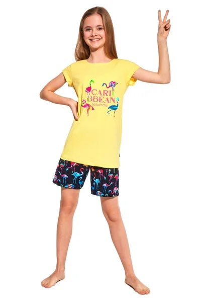 Bavlněné letní dívčí pyžamo se šortkami Cornette