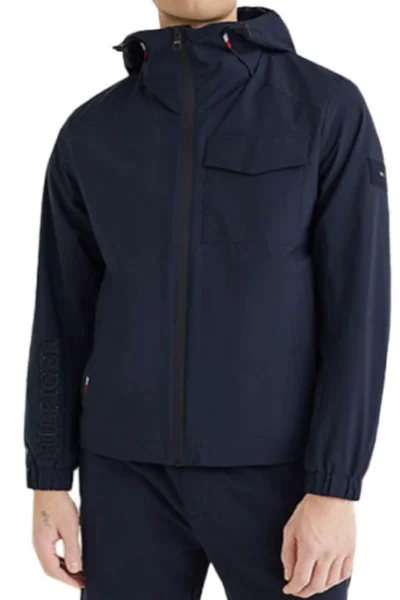 Tmavě modrá moderní pánská bunda s kapucí Tommy Hilfiger
