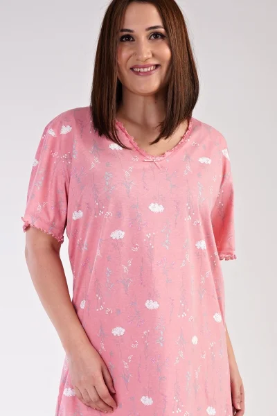 Plus size světle růžová dámská noční košilka Vienetta