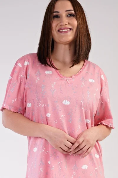 Plus size světle růžová dámská noční košilka Vienetta