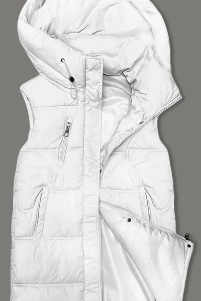Dámská bílá prošívaná vesta s kapucí Miss TiTi