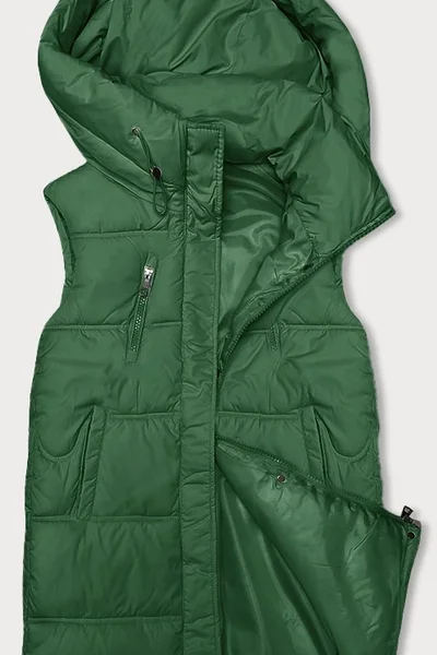 Zelená dámská prošívaná vesta s kapucí Miss TiTi