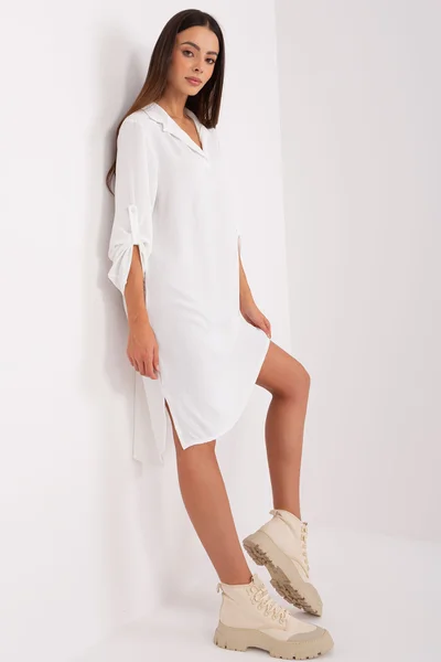 Vzdušné dámské bílé košilové šaty FPrice