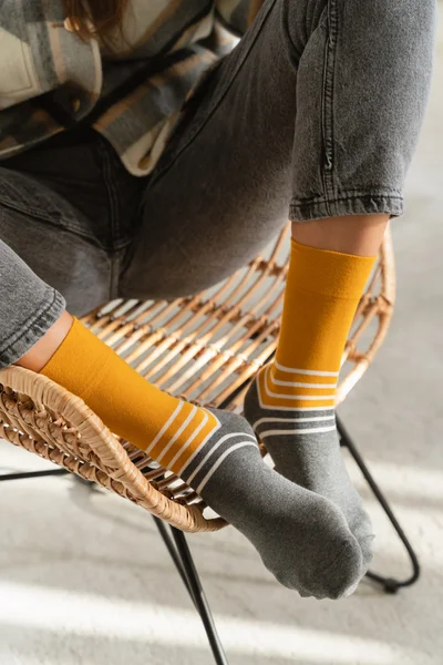 Unisex vysoké ponožky oranžová-šedá More