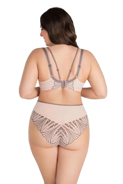 Tělové dámské kalhotky s vysokým pasem zdobené tylem Gorsenia plus size