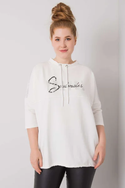 Bílá bavlněná plus size halenka s kamínky FPrice