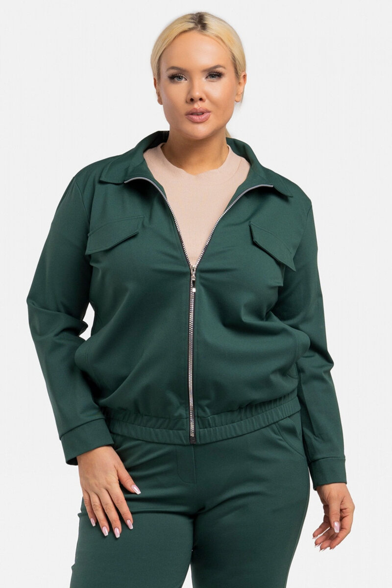 Zelená dámská bomber mikina Karko plus size, 42/44 i240_193913_2:42/44