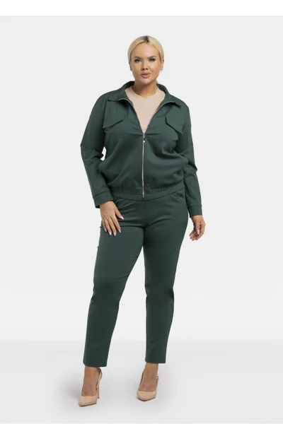 Zelená dámská bomber mikina Karko plus size