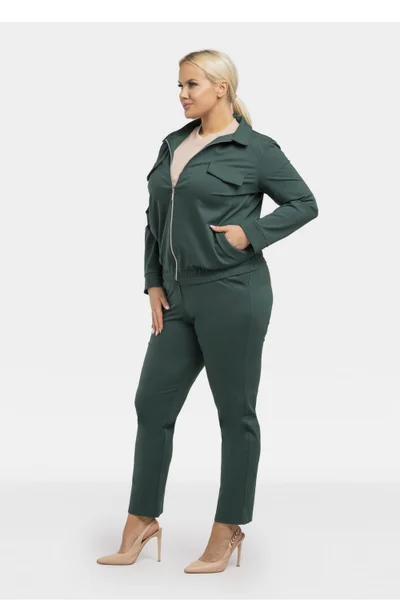 Zelená dámská bomber mikina Karko plus size