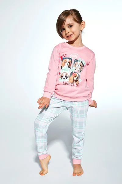 Bavlněné dívčí pyžamo Cornette růžové