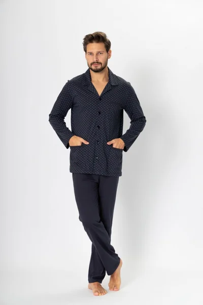 Černé pánské bavlněné elegantní pyžamo M-Max