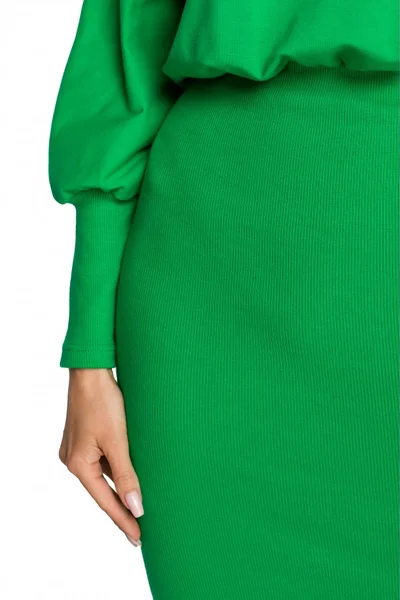 Dámské E835 Pletené dámské šaty v kombinaci jednobarevných a jednobarevných barev Moe